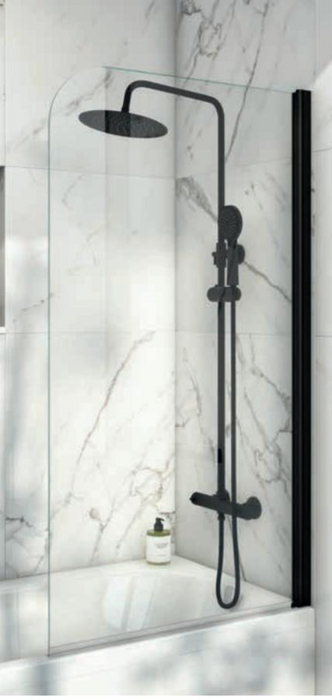 S6 Noir Black Profile Radius Edge 6mm Bath Screen 1400 x 800mm
