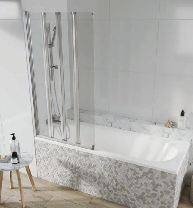 S6 Acqua Arm Chrome 4 Panel Bath Screen 1500 x 800mm