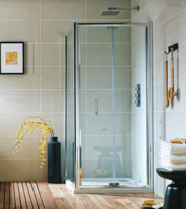 S6 Chrome Bi-Fold Semi Frameless Enclosure 800mm