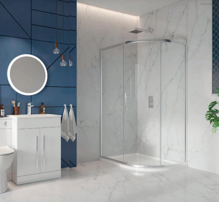 S6 Offset Single Door Quadrant 8mm Enclosure 900 x 760mm