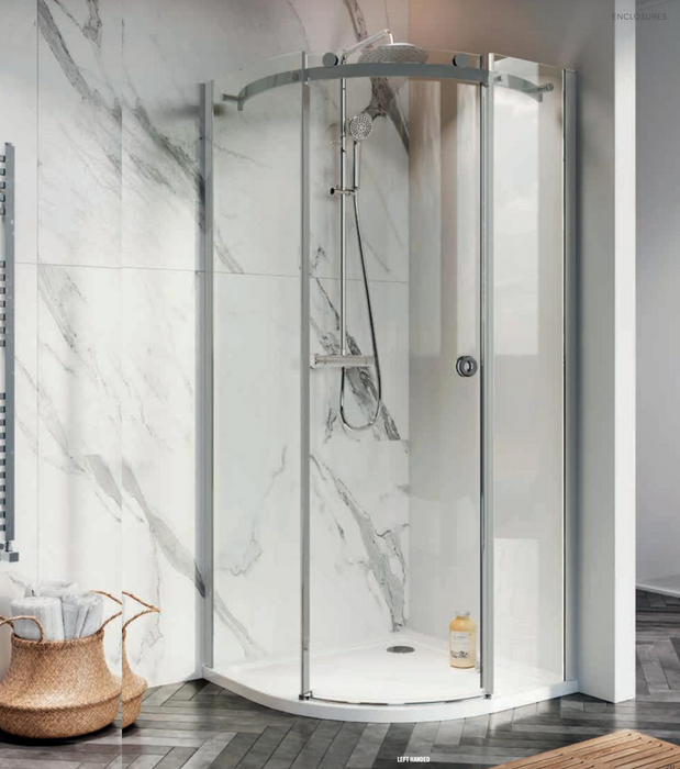 S8 Chrome Frameless Single Door Quadrant 900mm LH