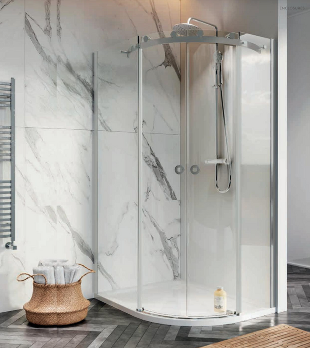 S8 Chrome Frameless Offset Double Door Quadrant 1200 x 800mm