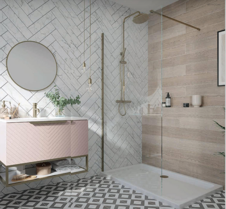 S8 Brushed Brass Wetroom Panel 900mm