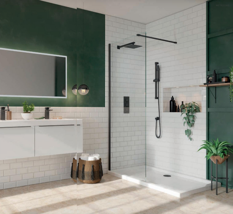 S8 Noir Black Profile Single Wetroom Panel 700mm