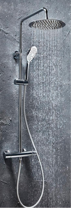 Messi Chrome Round Cool Touch Rigid Riser Shower Kit