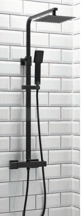 Lunar Noir Black Square Rigid Riser Shower Kit