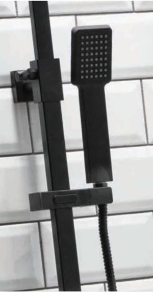 Lunar Noir Black Square Rigid Riser Shower Kit
