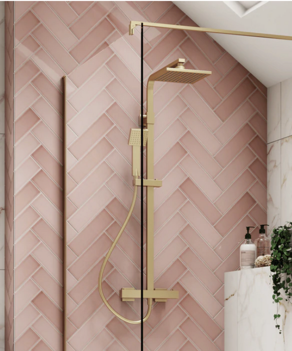 Elliot Brushed Brass Square Rigid Riser Shower Kit