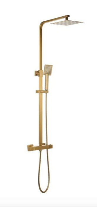 Elliot Brushed Brass Square Rigid Riser Shower Kit