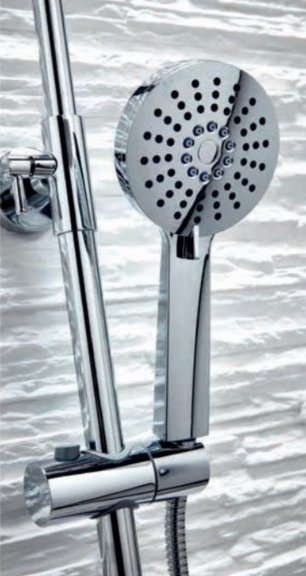 Serena Chrome Round Rigid Riser Shower Kit