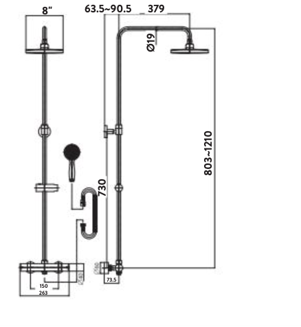 Serena Chrome Round Rigid Riser Shower Kit
