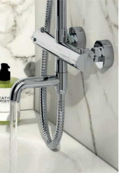 Solar Chrome Rigid Riser Shower with Bath Filler