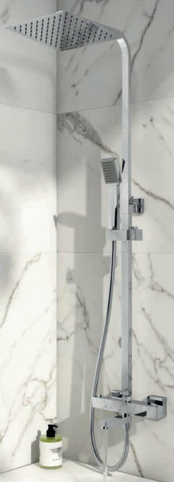 Block Chrome Rigid Riser Shower with Bath Filler