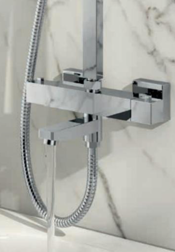 Block Chrome Rigid Riser Shower with Bath Filler