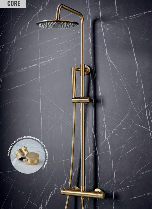 Core Noir Black Round Rigid Riser Shower