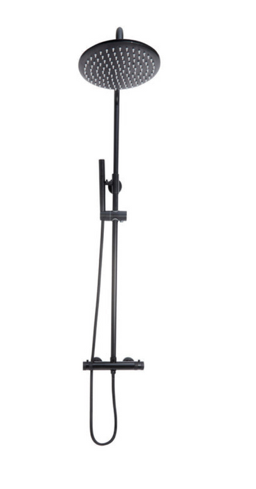 Core Noir Black Round Rigid Riser Shower