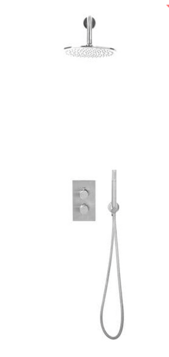 Core Brushed Brass Round Handle with Handset and Mounting Bracket