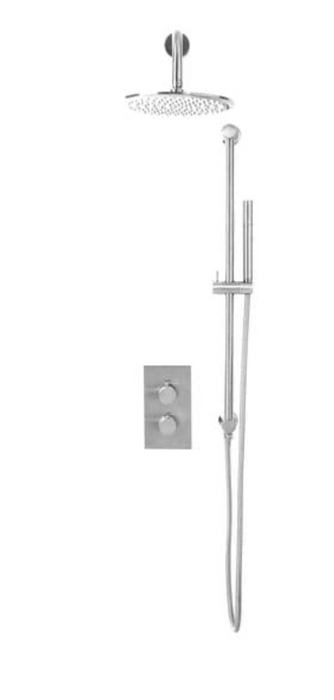 Core Chrome Round Handle with Head and Handset Riser Kit