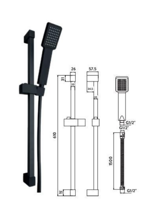 Scudo Chrome Square Riser Rail Kit