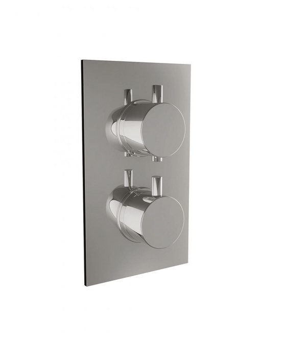 Scudo Chrome Round Double Outlet Valve with Diverter