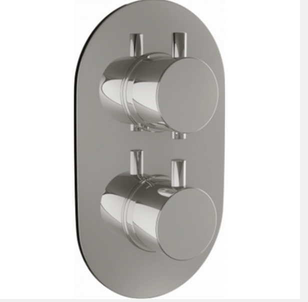 Scudo Chrome Round Double Outlet Valve with Triple Dual Handle