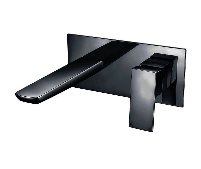 Muro Noir Matt Black Wall Mounted Bath Mixer