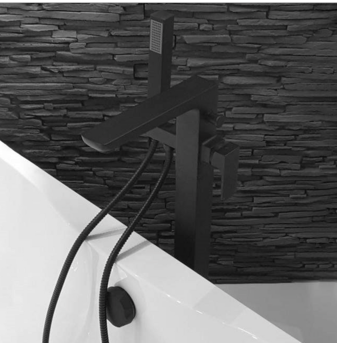 Muro Noir Matt Black Freestanding Bath Shower Mixer