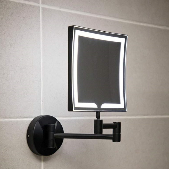 Noir Black Square Wall Mounted LED Make Up Mirror