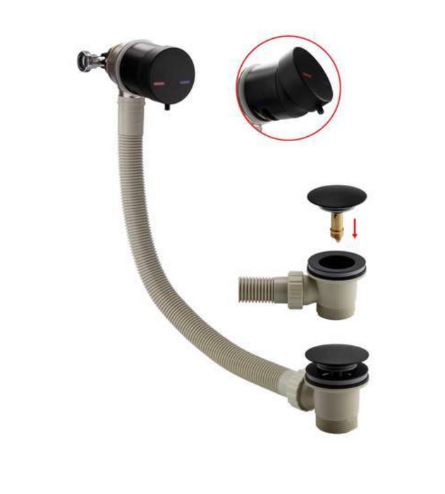 Scudo Black Bath Filler and Overflow