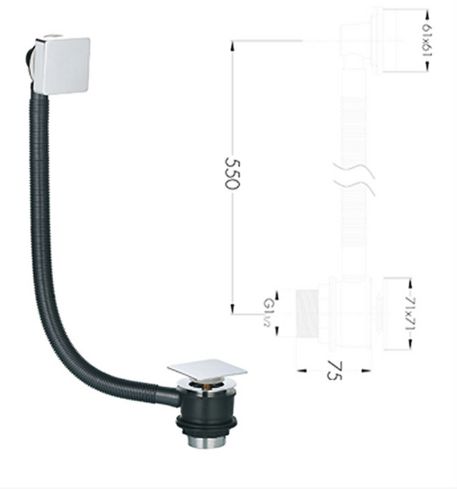 Scudo Round Bath Waste with Overflow