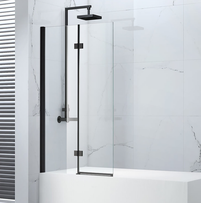 Aqua Noir 8mm Fixed Panel Hinged Bath Screen 900 x 1500mm