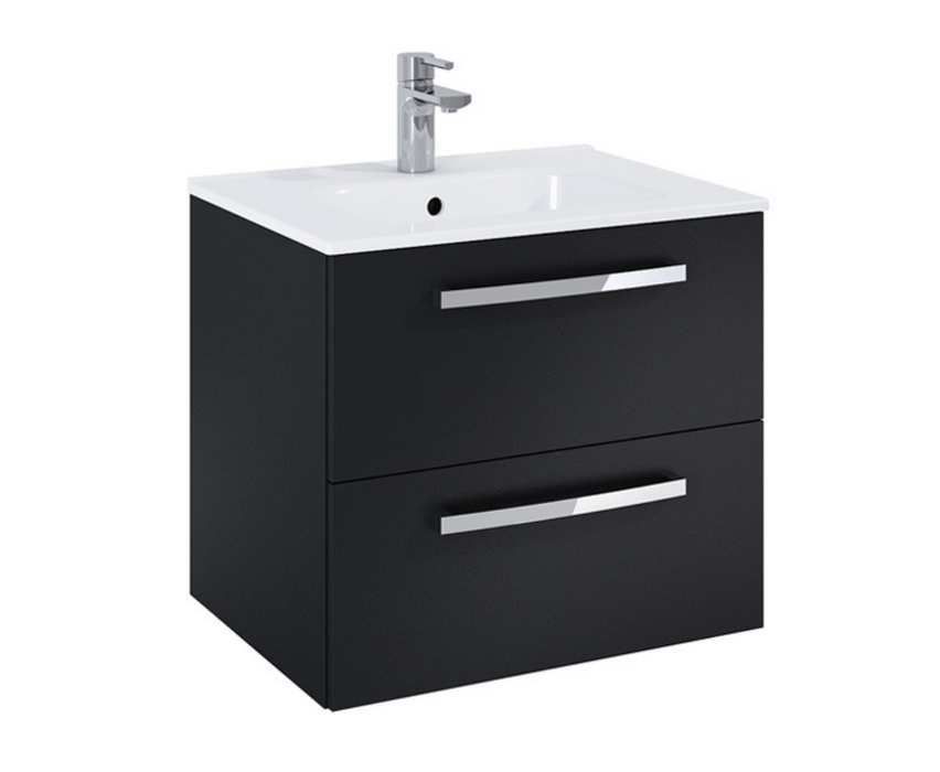 Aquatrend Matt Carbon 600 Wall Hung Vanity with Basin