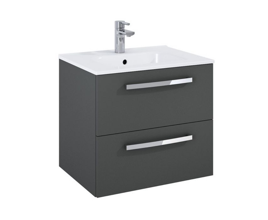 Aquatrend Gloss Grey 600 Wall Hung Vanity with Basin