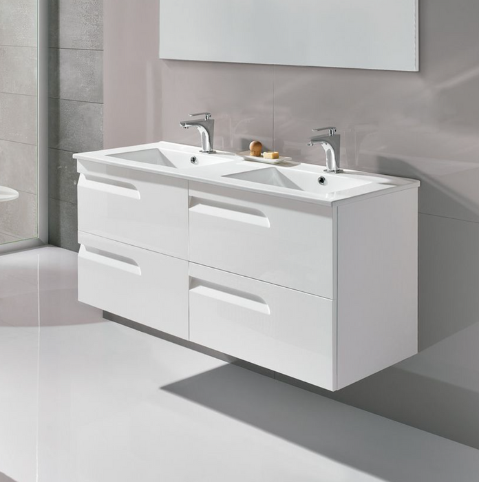 Vitale Light Oak 1210 Vanity Unit with Double Square Ceramic Basin