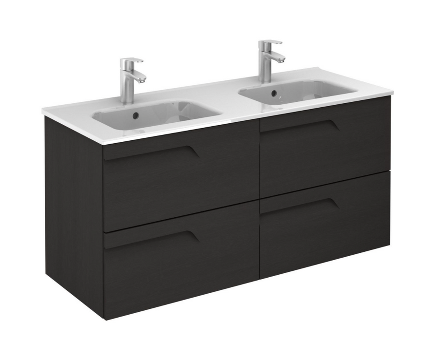 Vitale Light Oak 1210 Vanity Unit with Double Square Ceramic Basin