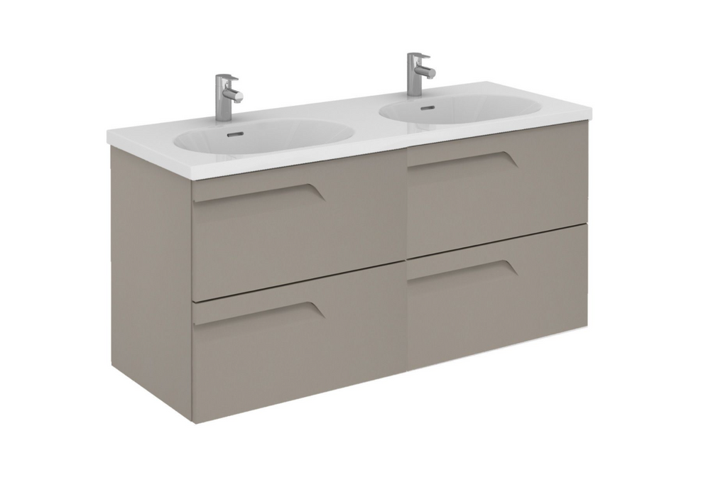 Vitale Light Oak 1210 Vanity Unit with Double Square Ceramic Basin