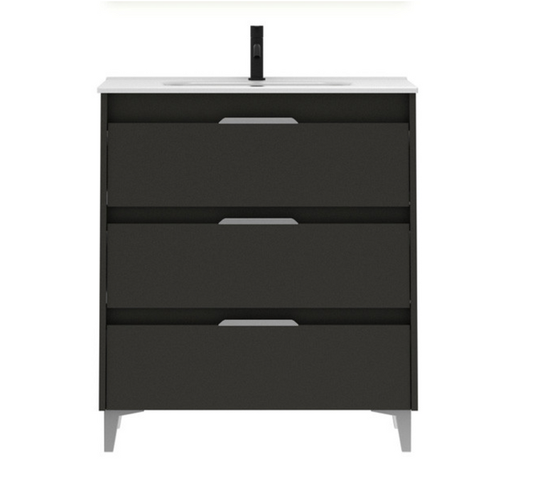 Suki Gloss Anthracite 600 Floorstanding Vanity Unit with Basin