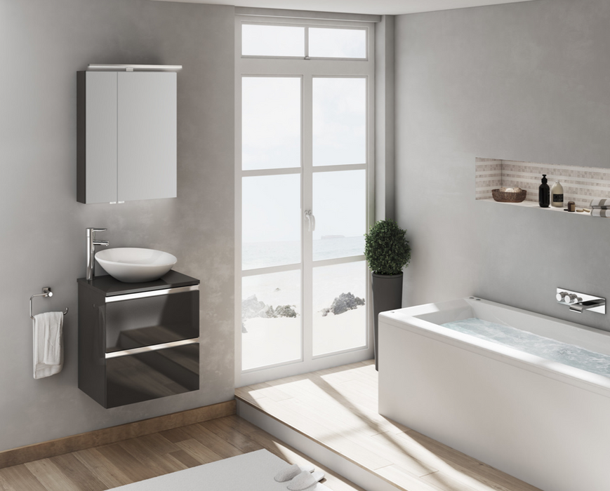 Vida Sandy Grey 800 Double Drawer Vanity Unit