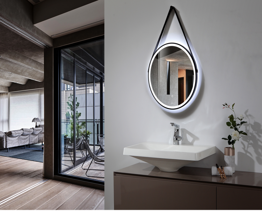 Halo Brushed Brass LED Demister/Smart Touch Mirror 800 x 800mm