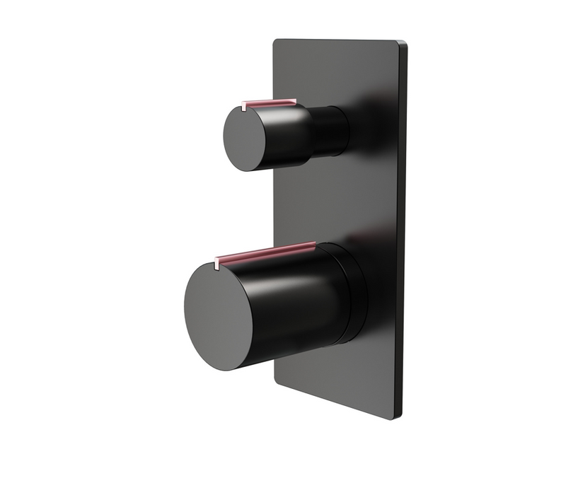 Velar Matt Black/Copper Twin Shower Valve Inc Shower Head and Hand Shower