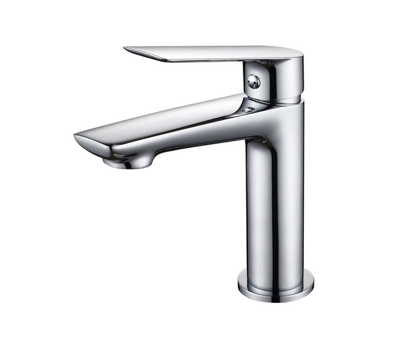 Sleek Matt Rodium Basin Mixer with Click-Clack Waste