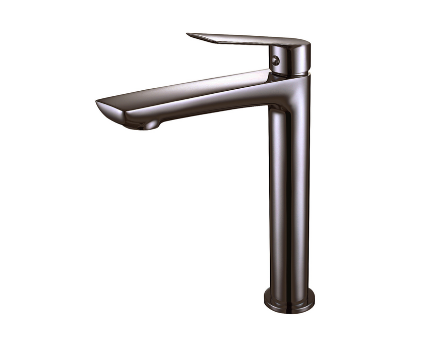 Sleek Matt Rodium Tall Basin Mixer with Click-Clack Waste