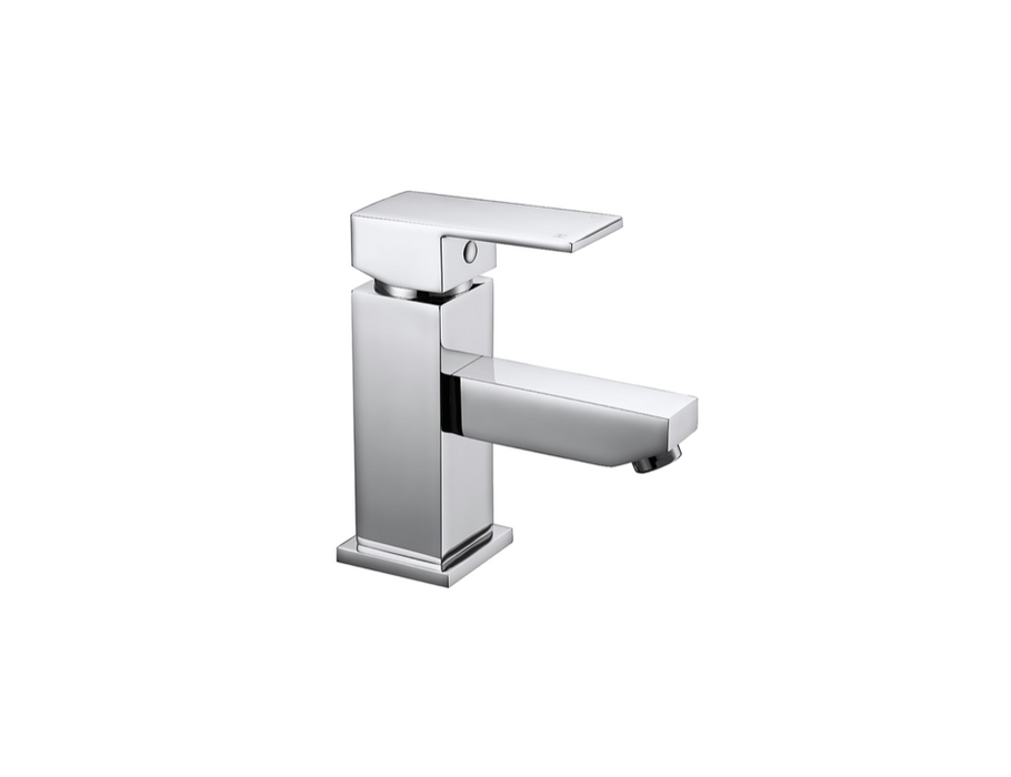 Cube Chrome Basin Mixer with Click-Clack Waste