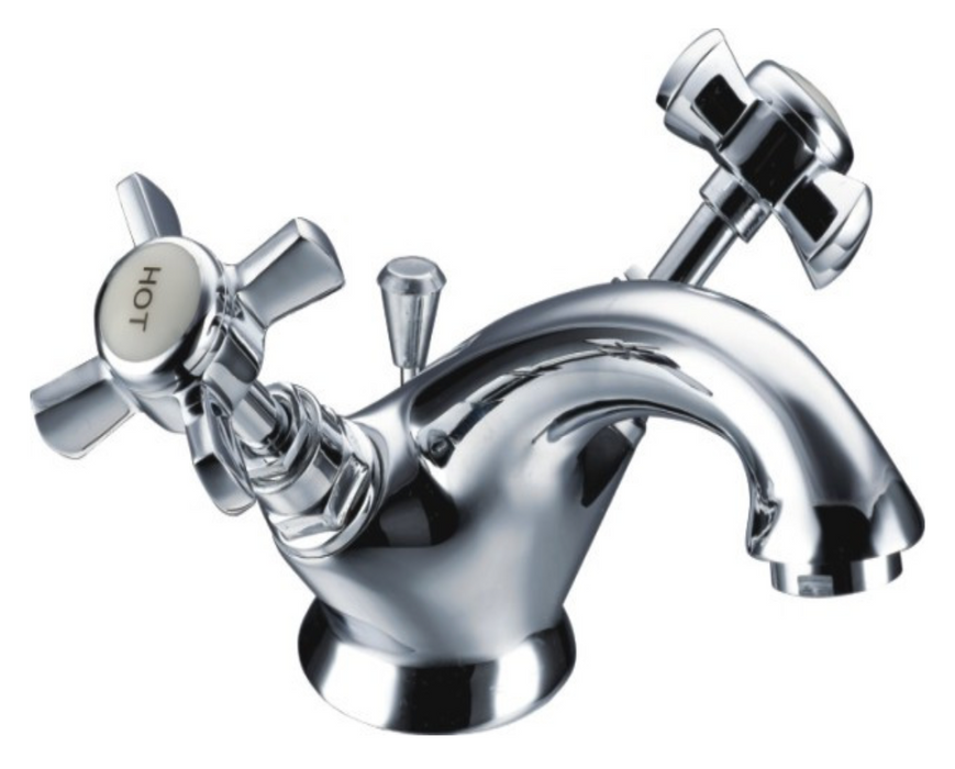 Holborn Victorian Chrome Basin Mixer with Click-Clack Waste
