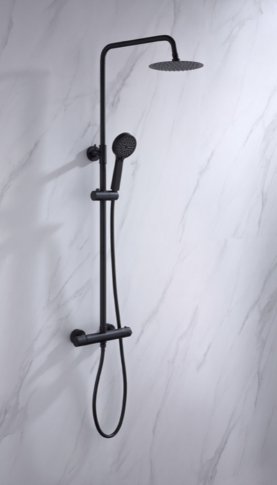 Sphere Matt Black Thermostatic Shower Column Mixer