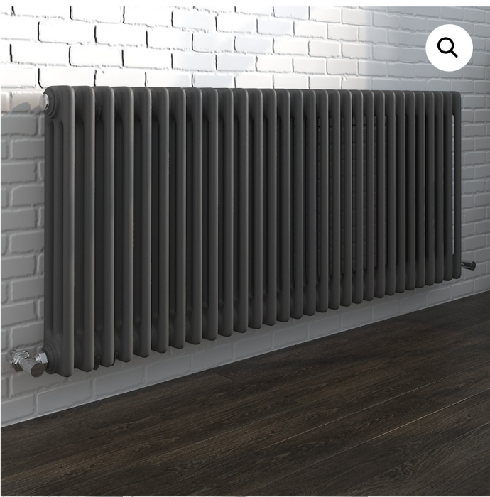 Savoy Noir Black Vintage Horizontal Radiator 600 x 1578mm