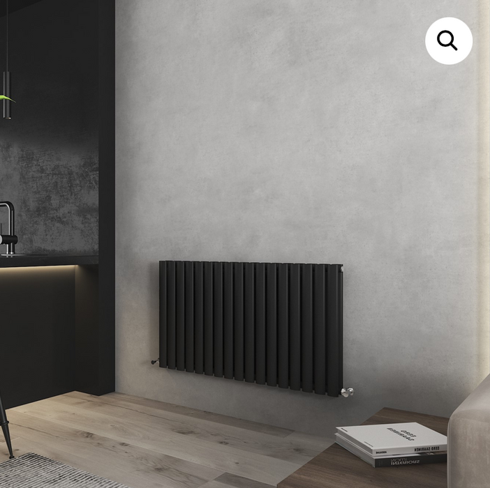 Elle Noir Black Horizontal Double Radiator 400 x 1200mm
