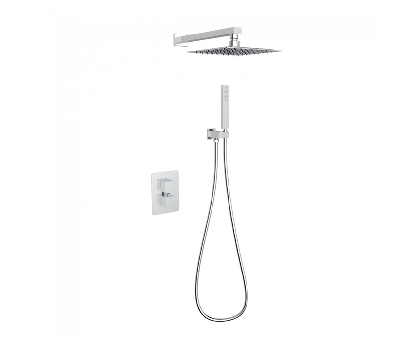 Mineral Matt Black Square Shower Valve Inc Shower Head and Hand Shower