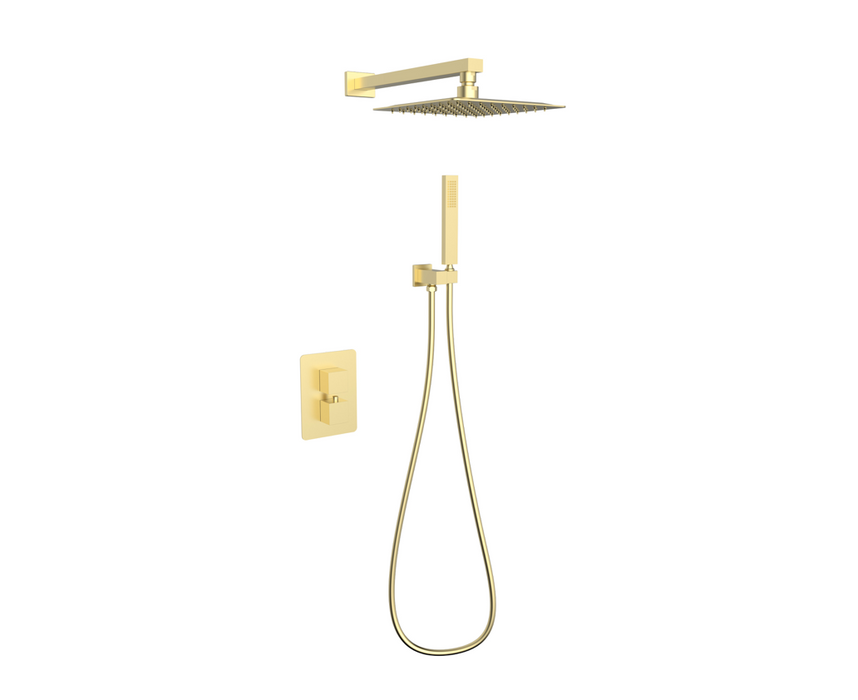 Mineral Chrome Square Shower Valve Inc Shower Head and Hand Shower