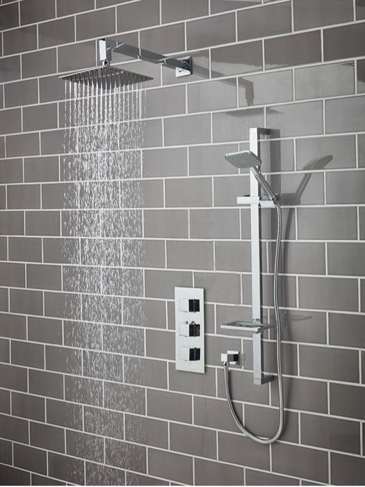 Square Chrome Shower Pack